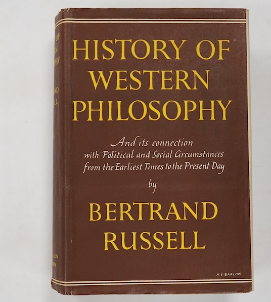 Russell, Bertland - History of Western Philosophy ... first edition. publisher's holland cloth and d/wrapper. George Allen and Unwin, 1946